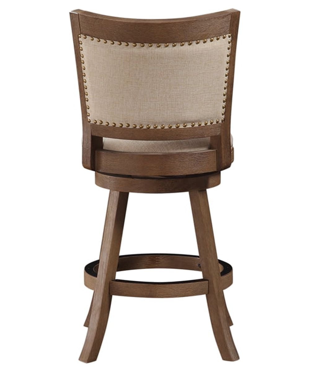 Boraam Melrose Counter Height Swivel Wood Kitchen Bar Stool - Driftwood Wire-Brush & Ivory