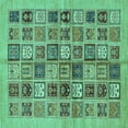 thumbnail image 1 of Ahgly Company Indoor Square Abstract Turquoise Blue Modern Area Rugs, 5' Square, 1 of 4