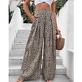 thumbnail image 3 of Women Pants Long High Waist Drape Pants Floral Print Trousers Summer Wide Leg Slack Khaki M, 3 of 8