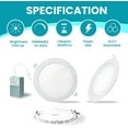 thumbnail image 2 of LED 8-Inch 3CCT Slim Panel Downlight Lights with Junction Box, 3CCT (3000K/4000K/5000K) Color Selectable Ceiling Lights, 18W 1700LM Dimmable LED Pot Lights, Damp Rated CETL/ETL Listed - (Pack of 6), 2 of 8