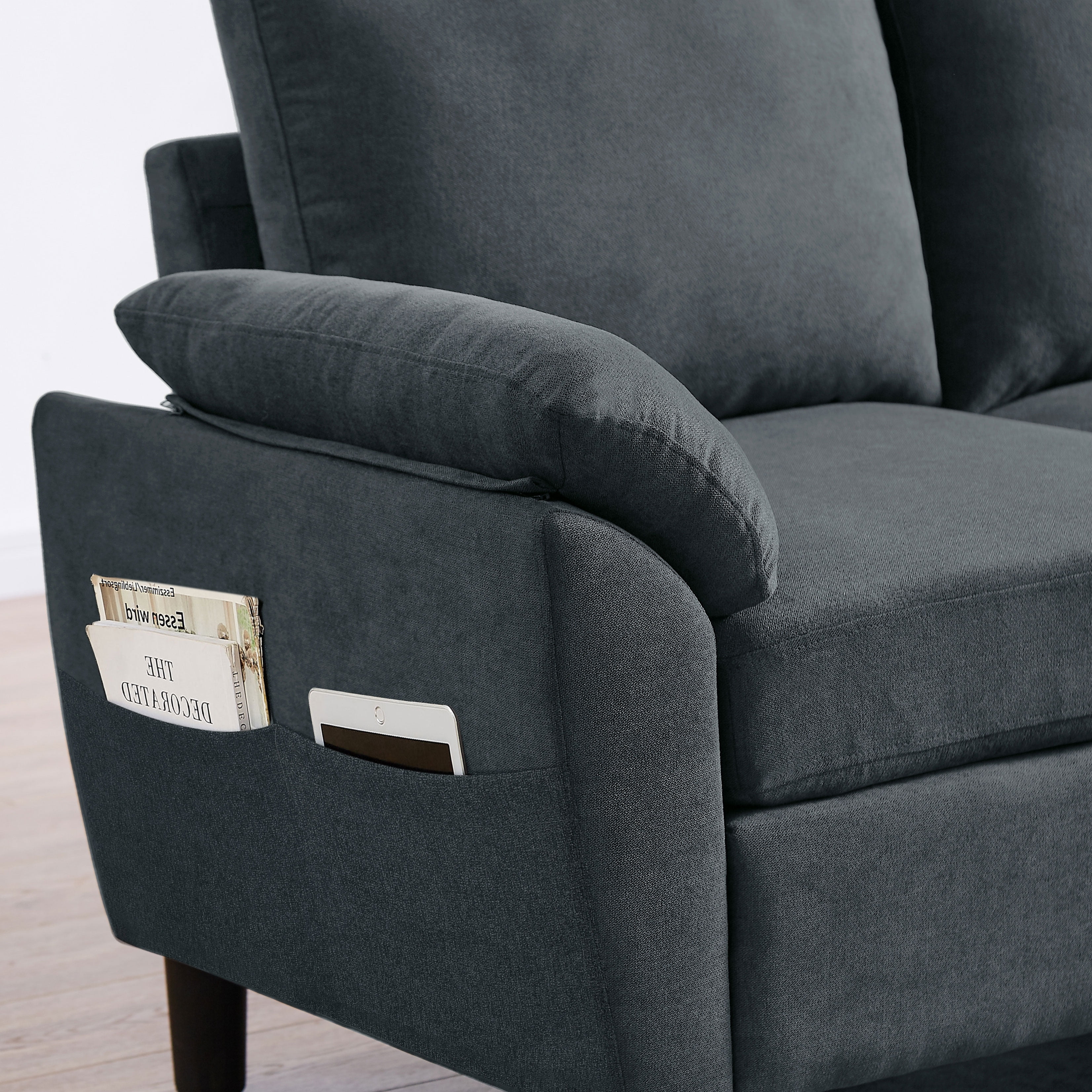 Jarenie 80" Convertible Sectional Sofa, Small L Shaped 3 Seat Couch with Reversible Storage Chaise, Modern Polyester Fabric Sofa Couches for Living Room, Apartment and Small Space, Darkgrey
