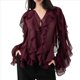 thumbnail image 1 of Blusa Informal Elegante para Mujer, de Larga, con Cuello en V y Volantes, Ideal para Oficina y Trabajo. Vino Tinto L, 1 of 10