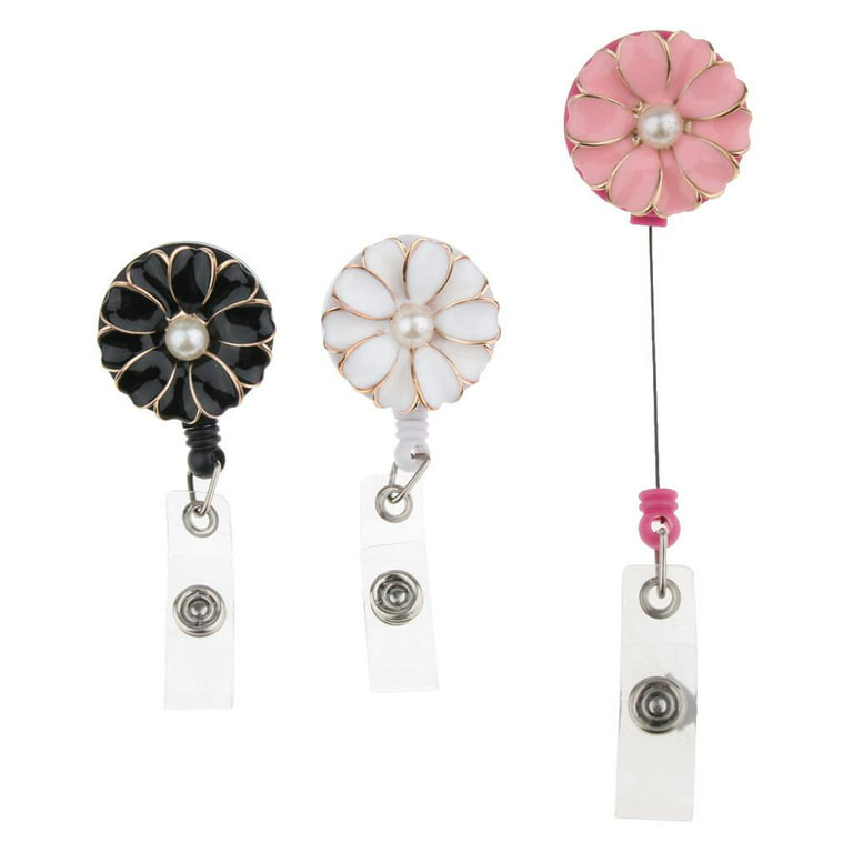 Flower Retractable Badge Holder Reel with Alligator Swivel Clip, Holders  for Workers 