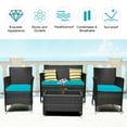 thumbnail image 6 of Costway 4PCS Rattan Patio Cushioned Sofa Chair Coffee Table Turquoise, 6 of 11