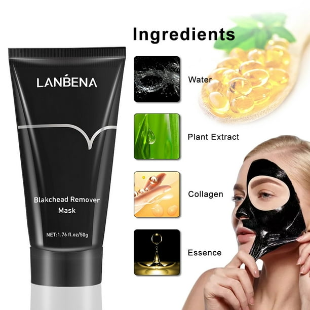 LANBENA Masque anti-points noirs Décoller le nez Masque noir Soins du  visage Boue Traitement de l'acné Nettoyage en profondeur 