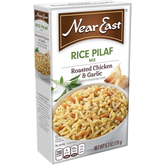 Near East Rice Pilaf Mix Roasted Chicken and Garlic 12-Pack 6.3 oz