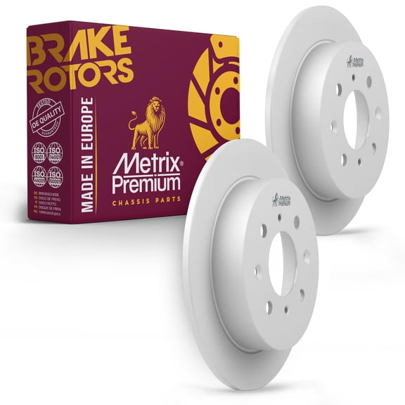 Metrix Premium Chassis Parts -2 PC Rear Coated Solid Brake Rotor Fits Acura Integra,Honda CRX,Honda Prelude,Accord,Replacement 08.7104.75,Made in Europe