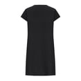thumbnail image 4 of Summer Savings Clearance! New Hot Cotton And Linen Summer Dresses 2022 Women's Solid Crewneck Loose Pleated Dress Fashion Short Sleeve Beach Casual Dress Knee Length, 4 of 5