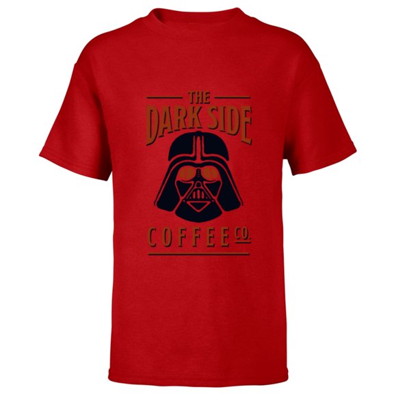 Star Wars Darth Vader The Dark Side Coffee Co Logo Funny - Short Sleeve T-Shirt for Kids - Customized-Red
