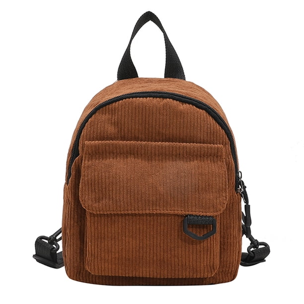 Mochila de pana de color sólido para niña mochila escolar pequeña con cremallera para otoño e invierno