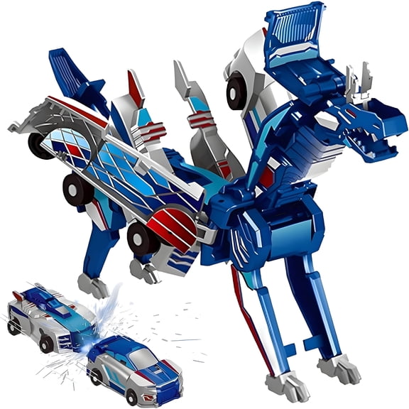 CYFW Blue Magnetic Dinosaur Transforming Car Toy – Collision Transform Fun Toy Gift