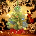 thumbnail image 3 of XIAOLE Pre-Lit Artificial Mini Christmas Tree, Christmas Tree Decorations Miniature Artificial Tree Ornaments Home Christmas Gift, Includes Small Lights And Cloth Bag Base, 2 Ft (Color), 3 of 7