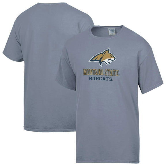 Men's ComfortWash Gray Montana State Bobcats Logo Over Stacked T-Shirt