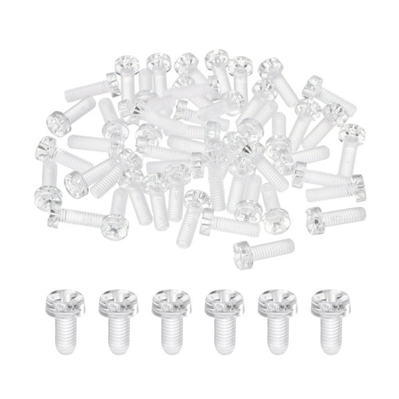 Uxcell 60Pcs Clear Acrylic Screws, M4x10mm PC Plastic Phillips Round Head Bolts