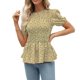 thumbnail image 1 of Blusa floral fruncida con estampado de manga corta, blusa fruncida de moda para mujer y niña, 1 of 8