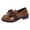 Brown, variant on Patent Leather Loafers for Women with Bow Slip on Flat Mary Jane Shoes Comfortable Pointed Toe Casual Walking Shoe Brown Size 7