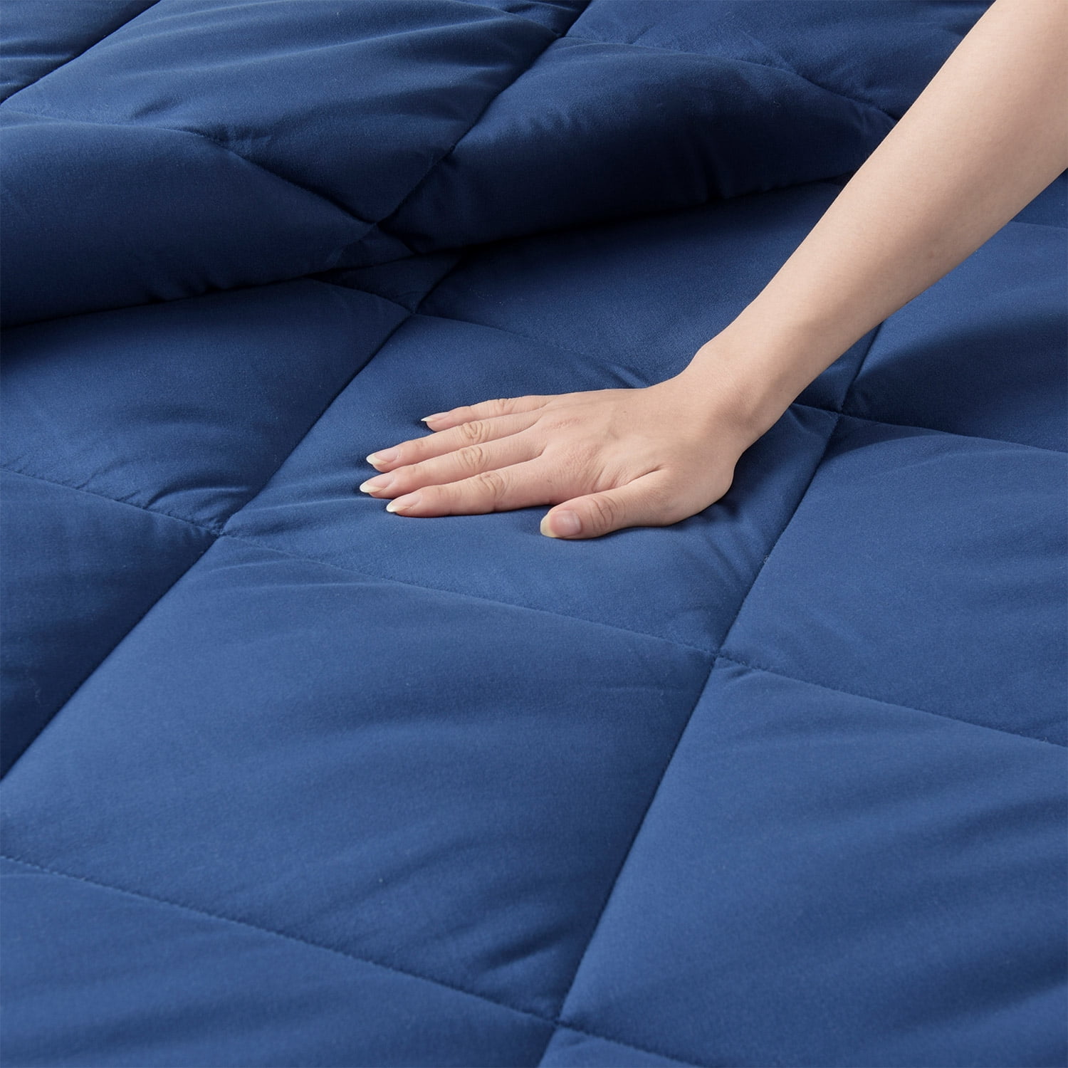 EvJk 3-Piece King Comforter Set – Navy/ Light Gray Reversible All Season Bedding