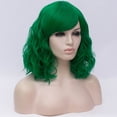 thumbnail image 4 of Unique Bargains Human Hair Wigs for Women Lady 14" Green Curly Wig Cap Fluffy Curly Wavy, 4 of 6