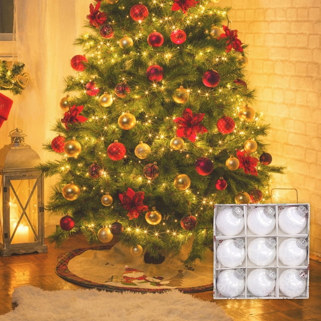 9pcs 3.15in 9pcs Large Shatterproof Foam Christmas Tree Decorations Wrap Balls Christmas Tree Hanging Baubles Decorations