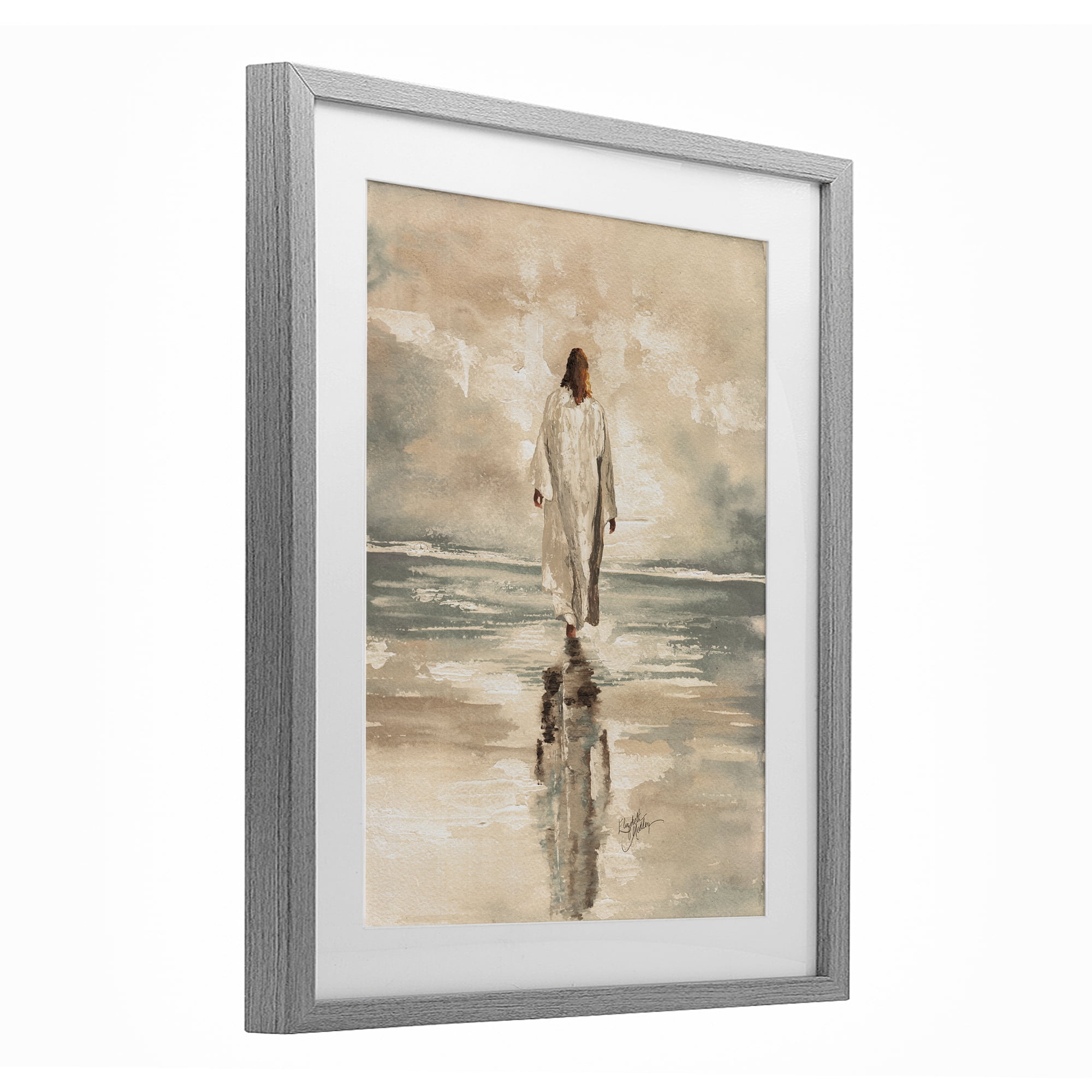 Stupell Industries Jesus Calms The Sea Gray Framed Print Under Glass, design by Elizabeth Medley