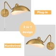 thumbnail image 5 of Palermo Plug-in  & Hardwired Wall Sconce Gold Swing Arm Wall Lamp with On/Off Switch, 5 of 10