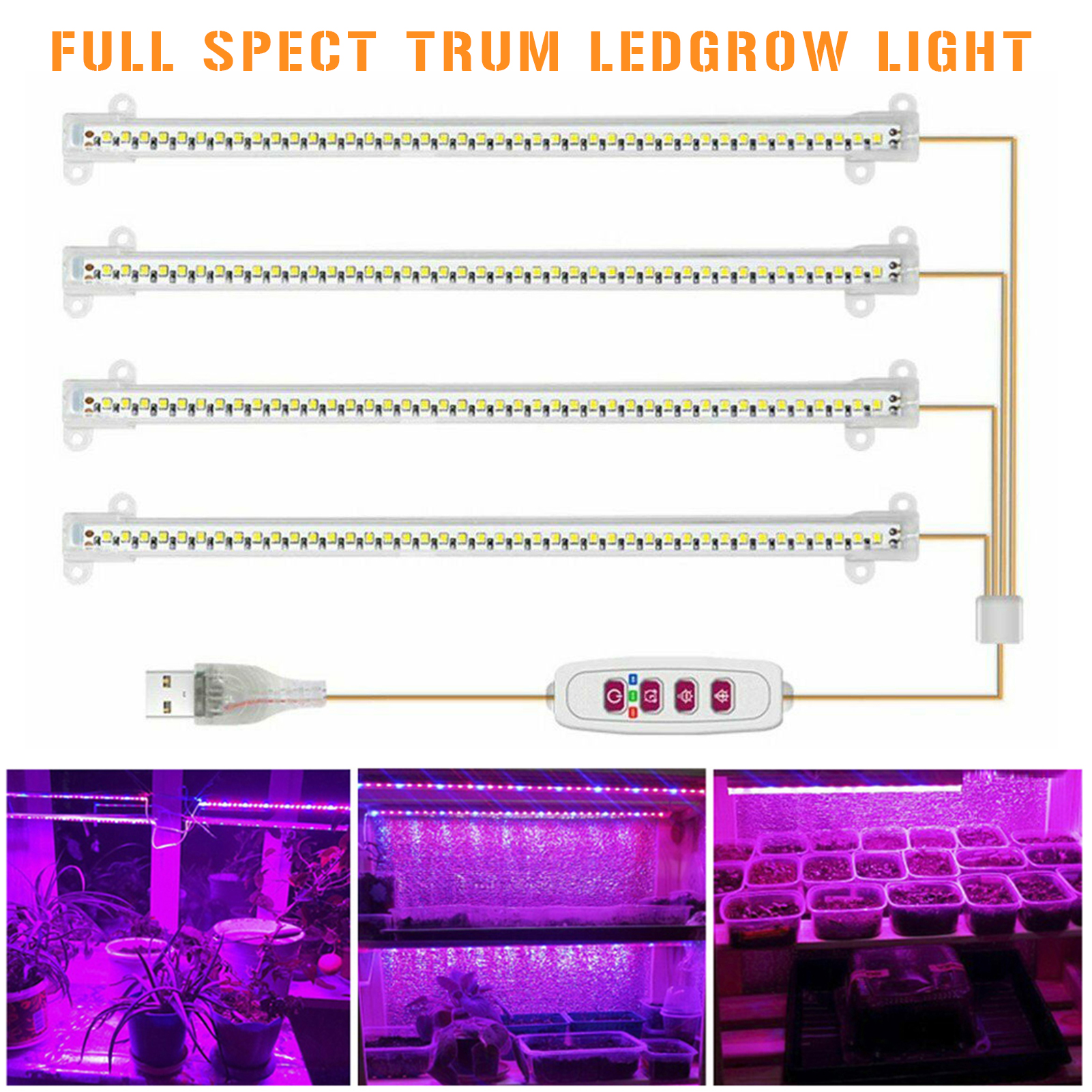 WCIC USB Grow Lights Strips for Indoor Plants,Full Spectrum plant light