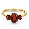 thumbnail image 3 of Gem Stone King 2.24 Ct Oval Red Garnet 18K Yellow Gold Plated Silver Ring, 3 of 6