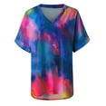 thumbnail image 3 of Women's Plus Size Short Sleeve Tie-dye Printing V-Neck T-Shirt, 3 of 4