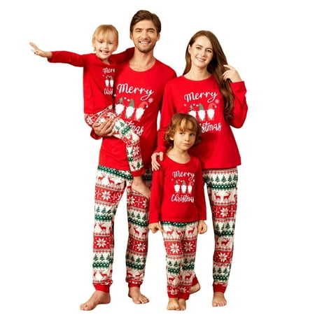 

Suanret Family Christmas Pajamas Matching Sets Xmas Matching Pjs for Adults Kids Holiday Home Xmas Family Sleepwear Set