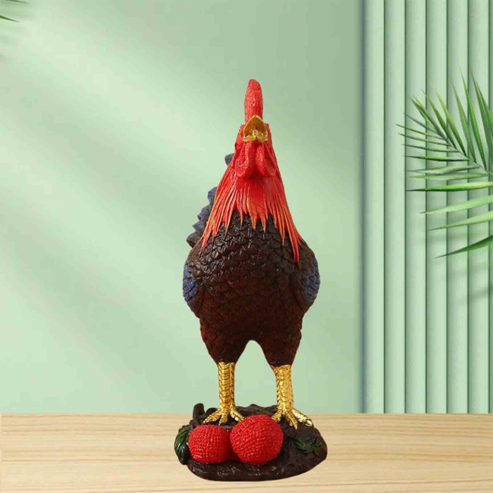 Qiopertar Metal Rooster Garden Statue, Handcrafted Iron Rooster Sculpture Outdoor Decor, Weather-Resistant Patio Backyard Chicken Yard Art Figurine for Lawn Garden Decoration