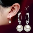 thumbnail image 2 of UDIYO Women\'s Elegant Faux Pearl Dangle Eardrop Ear Hoop Earrings Jewelry Charm, 2 of 6