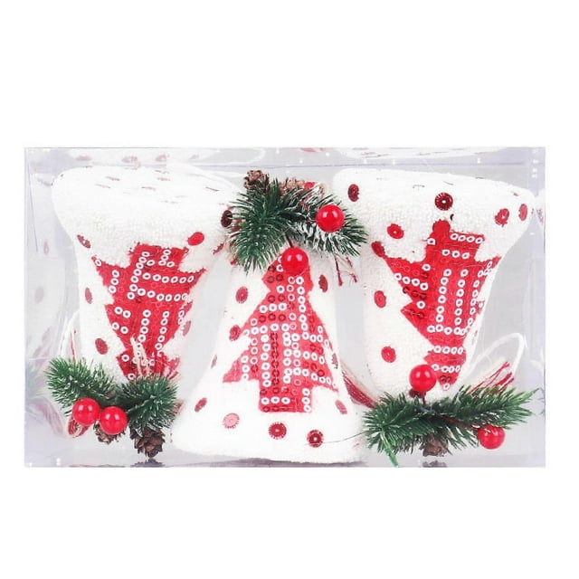 Adorno colgante para árbol de Navidad con forma de muñeco de nieve y campana de nieve envuelto en tela, 25 cm, decoración festiva para el hogar