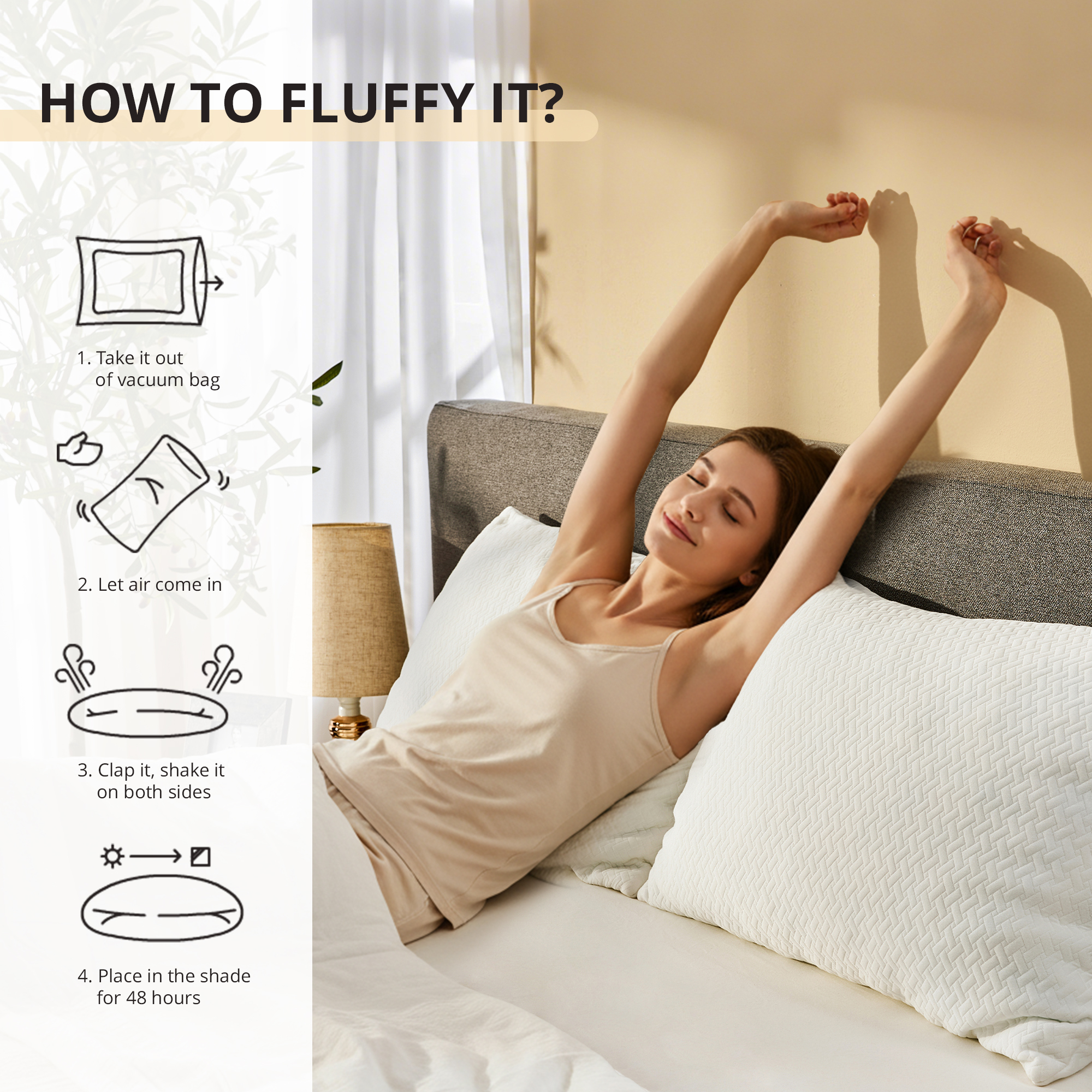 Egohome Shredded Memory Foam Pillow 2-Pack, Queen photo 7