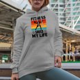thumbnail image 2 of Fitness Saved My Life feat. a Weightlifter or Bodybuilder, Heather Grey Hooded Sweatshirt or Hoodie, 2XL, 2 of 5