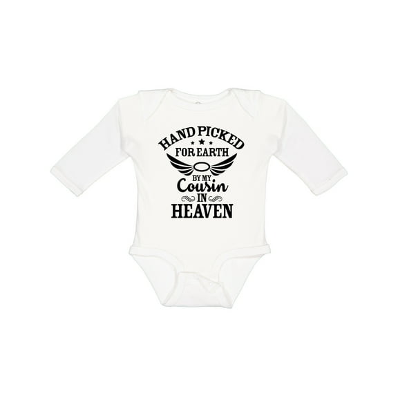 Inktastic Handpicked for Earth by My Cousin in Heaven with Angel Wings Boys or Girls Long Sleeve Baby Bodysuit
