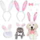 thumbnail image 1 of Set de disfraces para mascotas de Pascua: conejito con flor de zanahoria y gorro con cinta para la cabeza 7pc – accesorios ajustables de cuello de poliéster para gatos, perros, gansos, fotos festivas, 1 of 6