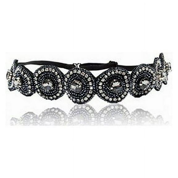 Blue Bridesmaid Headband Rhinestone and Beaded Headband Adjustable Band to Fit Any Head with Look Sheet on Great Gatsby 20's Hair Styles