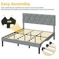 thumbnail image 3 of DWVO King Size Upholstered Bed Frame with Adjustable Headboard, Wooden Slats Mattress Foundation with Soundproof Cotton, Gray, 3 of 7