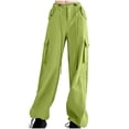 thumbnail image 1 of Diufon Cargo Pants for Women Solid Color Lounge Pants Waist Drawstring Button Trousers with Pockets, 1 of 6