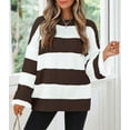 thumbnail image 2 of YOGAFOX Women Oversized Color Block Long Sleeve Pullover Sweater Coffee L, 2 of 5