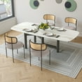 thumbnail image 6 of MAYEERTY 4-Pack Light Gray Modern Upholstered Dining Chairs, Rattan Back, Metal Legs, Kitchen Accent, 6 of 7