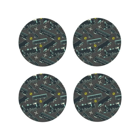 

Drink Coasters Set of 4 Train Pattern funny Leather Coasters for Coffee Table Protector Heat Resistant Cute Coasters for Home Decor Housewarming Gifts Bar Kitchen 4 Inch Round Shape