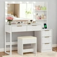 thumbnail image 6 of Zimtown Vanity Desk Set with Square Mirror and Charging Station, Makeup Vanity Table with 5 Drawers, Adjustable Brightness Dressing Table, White, 6 of 6