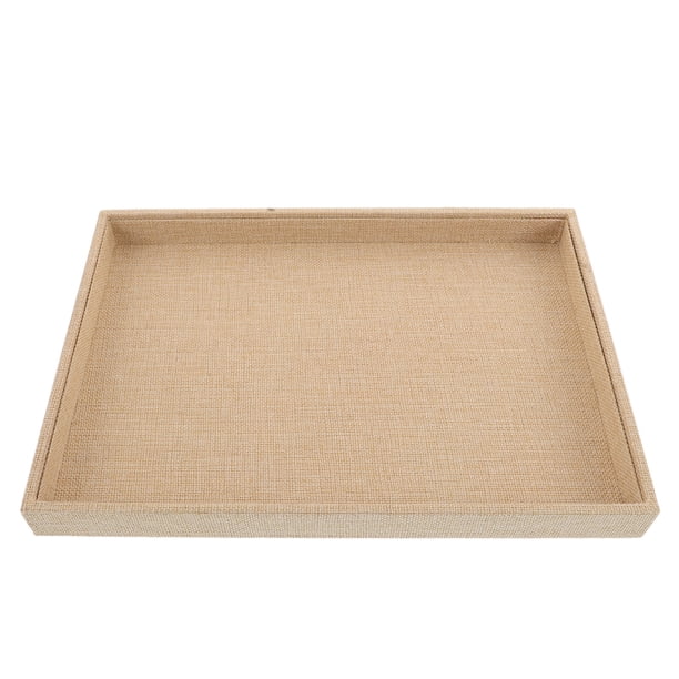 Bandeja de lino para joyas: Organizador de cajones para mujer - Porta dijes rústico de 35 x 24 cm - Ideal para anillos, collares, pulseras y bisutería
