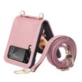 thumbnail image 4 of Allytech Crossbody Lanyard Case for Samsung Galaxy Z Flip 4 5G 2022, Galaxy Z Flip 4 Wallet Case with Card Holder, PU Leather Adjustable Shoulder Strap Case for Galaxy Z Flip4 5G, Pink, 4 of 5