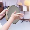 thumbnail image 5 of 6-10 Inch Hand Tambourine - Aluminum Alloy Frame with Wooden Drum & Lambskin Head - Musical Instrument for Kids - Includes Metal Jingles for Melodious Sound, 5 of 5