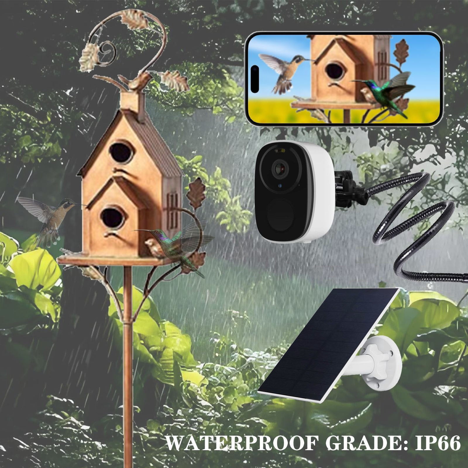 CxhicLuv Solar Powered Bird Feeder Camera with Night Vision, 1080P Outdoor Bird Watching Camera, Christmas Decorations for Backyard, Motion Detection & Solar-Powered Birdhouse Feeder