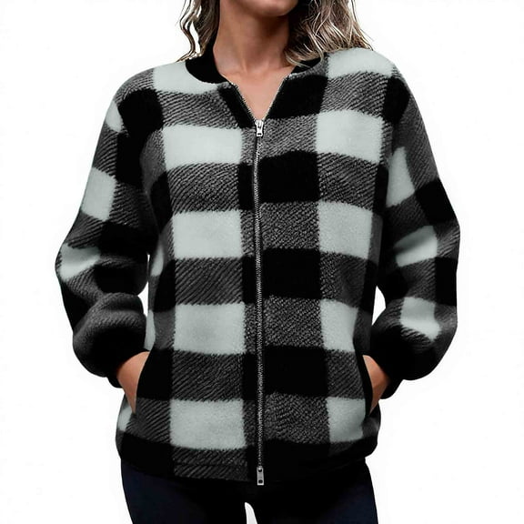 Fleece Jacket Women Sherpa Zip Up Fall Jackets Winter Coats Warm Outwear 2025 Fashion Clothing
