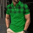thumbnail image 2 of DDAPJ pyju Mens Golf Shirt 2025 Trendy Plaid Print Short Sleeve Collared T-shirt Moisture Wicking Quick-Dry Performance Polos Shirts Sales of The Day Green XXXXL, 2 of 6