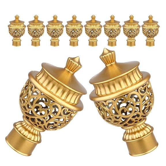 Amosfun Decorative Curtain Rod Ends Golden Plastic Creative Roman Design for Home